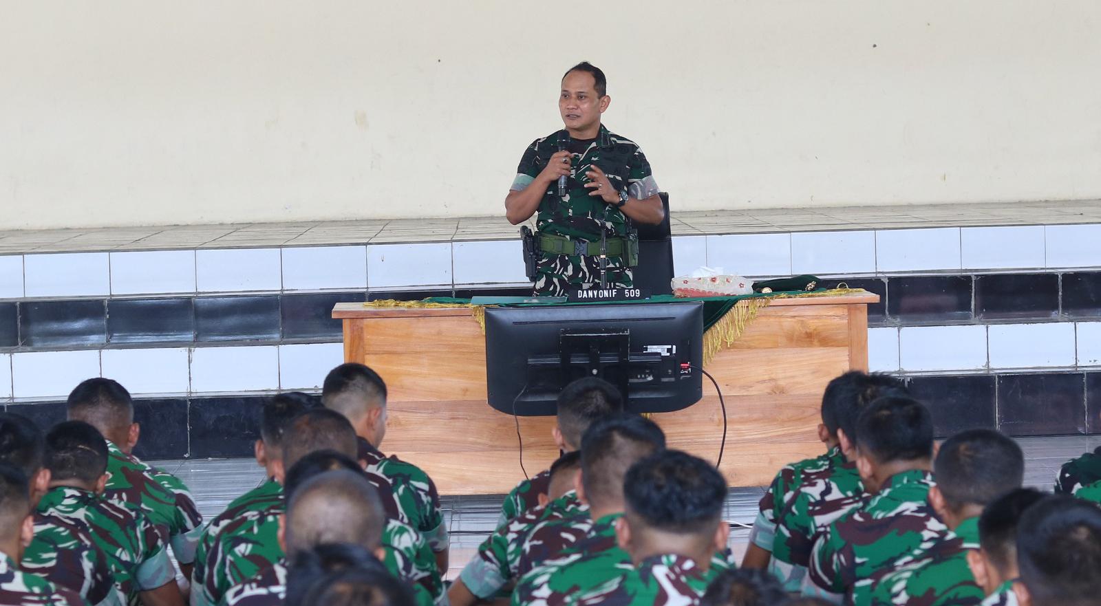 Teguhkan Jiwa Ksatria Condromowo Berkarakter : Danyonif 509/BY Kostrad Letkol Inf Juni Fitriyan Tekankan Loyalitas Disiplin dan Kepedulian